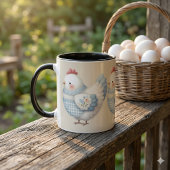 Mug Poule de Cottage en Gingham Bleu