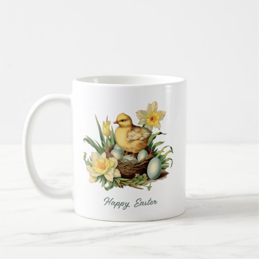 Mug Poule d'oeufs de pâques neutre rétro à l'aquarelle (Gauche)