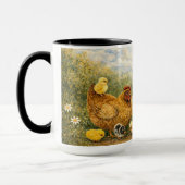 Mug Poule et Poussins et Coq Peints à la Main (Gauche)