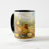 Mug Poule et Poussins et Coq Peints à la Main (Devant gauche)