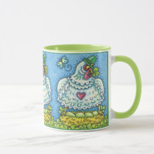 MUG POULE IRLANDAISE DRÔLE, ŒUFS VERTS ET TRÈFLES MIGN