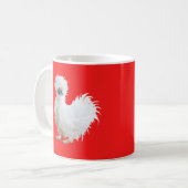 Mug Poule Soie sur Fond Rouge (Devant gauche)
