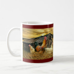 Mug Poules à coq vintage Grotte à coop rustique