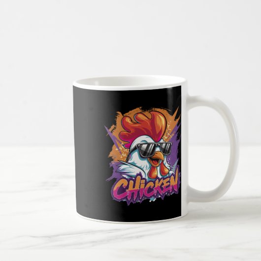 Mug Poulet Cool Drôle Hipster Sungles Coq (Droite)