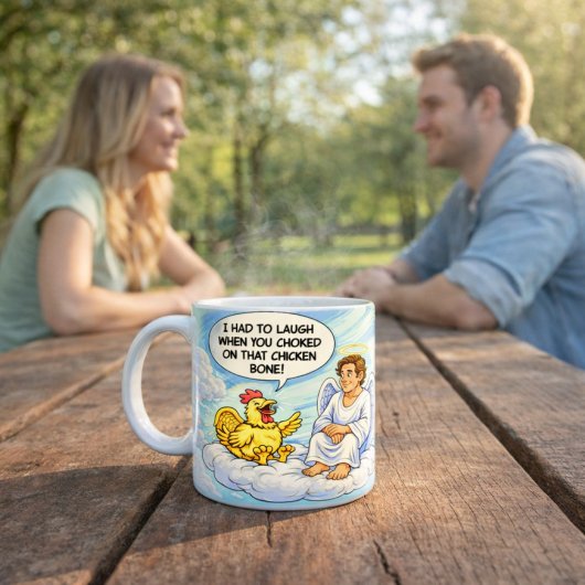 Mug Poulet d'ange dans la blague du paradis