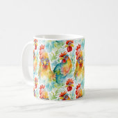 Mug Poulet d'aquarelle de ferme mignonne (Devant gauche)