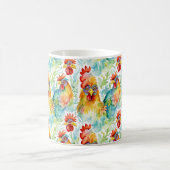 Mug Poulet d'aquarelle de ferme mignonne (Centre)