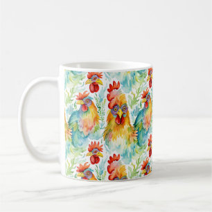 Mug Poulet d'aquarelle de ferme mignonne