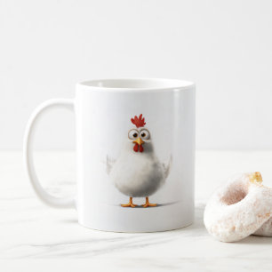 Mug Poulet de caricature adorable avec Plumes blanches