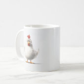 Mug Poulet de caricature adorable avec Plumes blanches (Devant gauche)