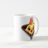 Mug Poulet de poulet à travers Zipper en cuir Brown (Devant droit)