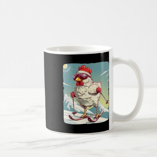 Mug Poulet d'hiver drôle avec chaussure de ski de fond (Droite)