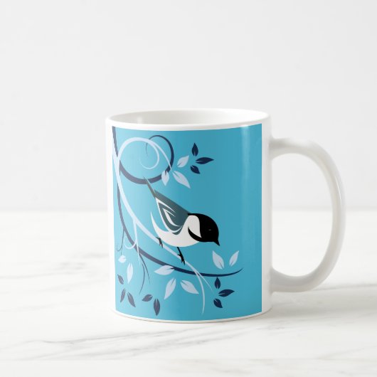 Mug Poulet Noir Capped Sur Branche Arbre (Droite)