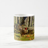 Mug Poulet noir et blanc dans la ferme (Centre)