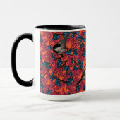 Mug Poulet sur les branches de bleuets sur l'orange (Gauche)