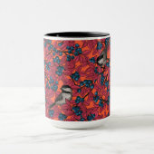 Mug Poulet sur les branches de bleuets sur l'orange (Centre)