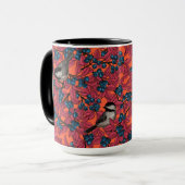 Mug Poulet sur les branches de bleuets sur l'orange (Devant gauche)