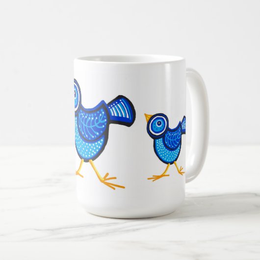 Mug Poulets bleus et poules mères (Devant droit)