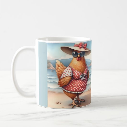 Mug Poulets en maillots de bain en bord de mer (Gauche)