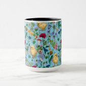 Mug Poulets et fleurs sauvages sur le bleu bébé (Centre)