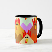 Mug Poulets inspirés par les courtepointes (Devant droit)