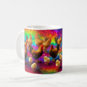Mug Poulets sur un fond arc-en-ciel (Devant gauche)