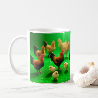 Mug Poulets sur un fond vert