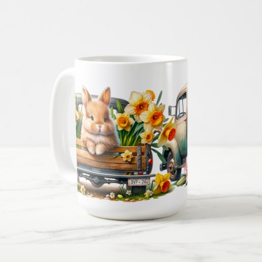 Mug Poulie de céramique 'Bunnies Springtime' (Devant gauche)