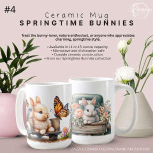 Mug Poulie de céramique 'Bunnies Springtime'
