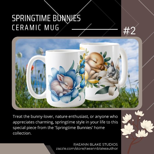 Mug Poulie de céramique 'Bunnies Springtime'
