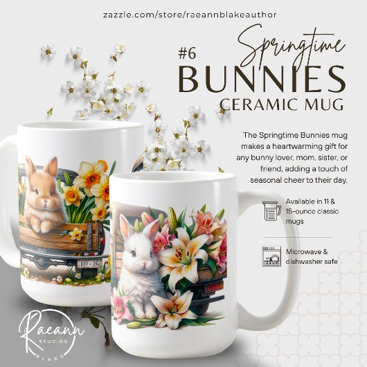 Mug Poulie de céramique 'Bunnies Springtime'