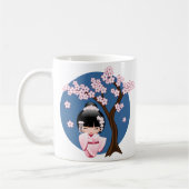 Mug Poupée blanche Kimono Kokeshi - mignonne Geisha Gi (Gauche)