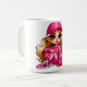 Mug Poupée de mode rose et couverture en molleton pour (Devant gauche)