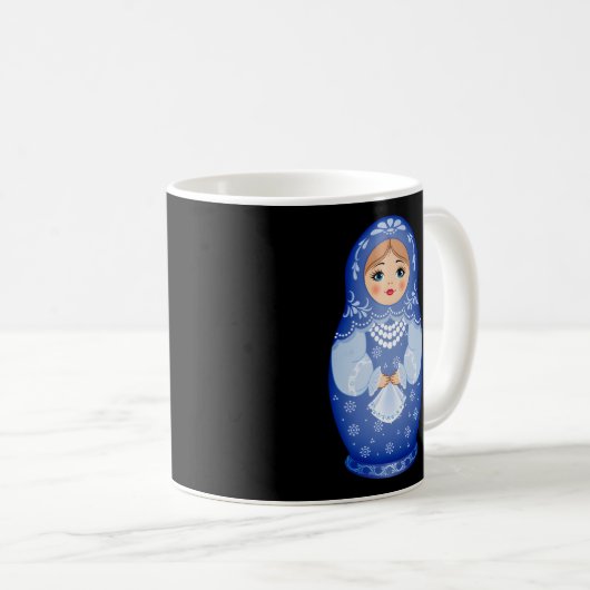 Mug Poupée de nidification russe Blue Matryoshka (Devant droit)
