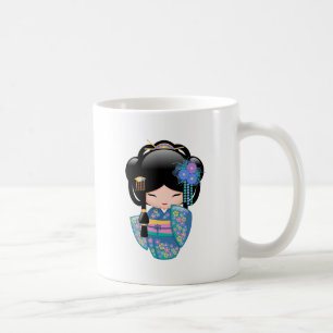 Mug Poupée Keiko Kokeshi - Blue Kimono Geisha Girl Co