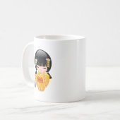Mug Poupée Kokeshi d'été - Kimono Jaune Geisha Girl Co (Devant gauche)