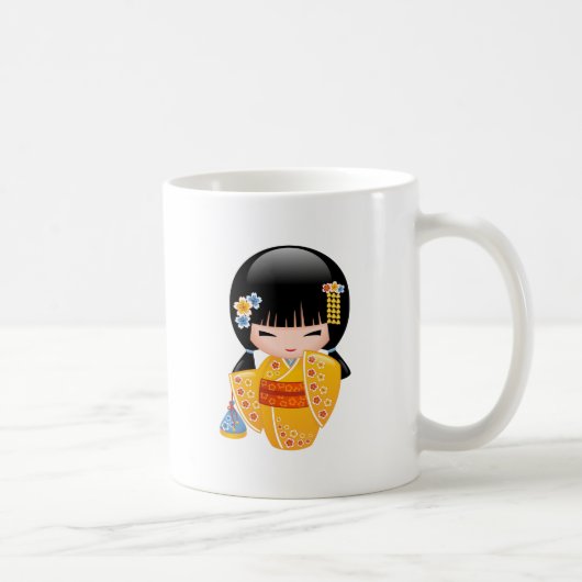 Mug Poupée Kokeshi d'été - Kimono Jaune Geisha Girl Co (Droite)