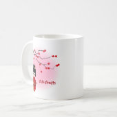 Mug Poupée kokeshi japonaise aux fleurs de sakura (Devant gauche)