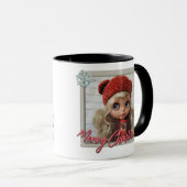 Mug Poupée ,pour noël , noël, (Devant droit)