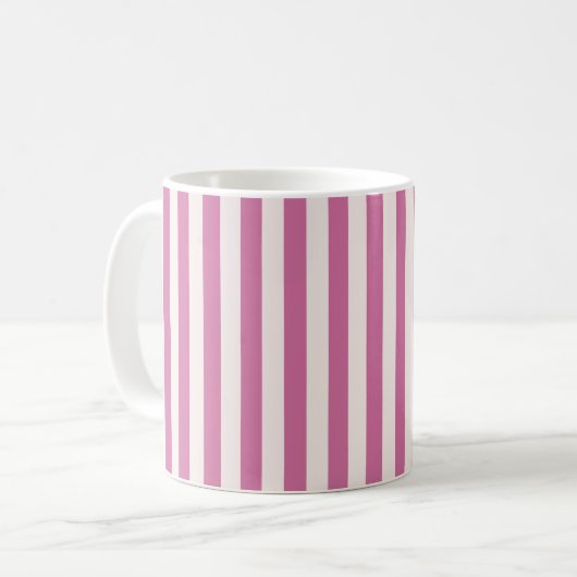 Mug poupée rose rayée | rayures roses  (Devant gauche)