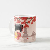 Mug Poupée rouge de Sakura Kokeshi - geisha japonais (Devant gauche)