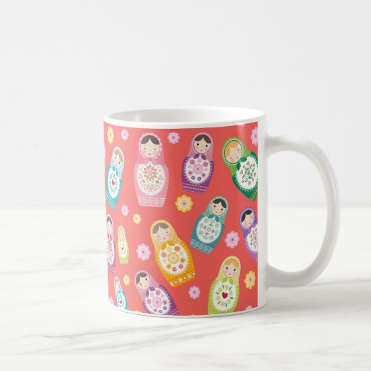Mug Poupée russe - arrière - plan rouge (Droite)