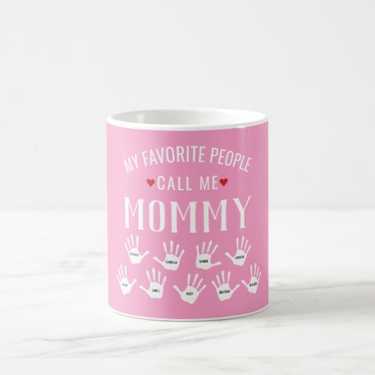 Mug Pour des noms de Handprint d'enfants de maman ou (Centre)