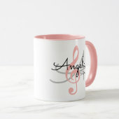 Mug pour elle un monogramme Pink treble clef (Devant droit)