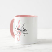 Mug pour elle un monogramme Pink treble clef (Devant gauche)
