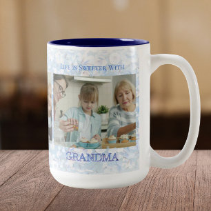 Mug pour grand-mère cadeau de fêtes floral