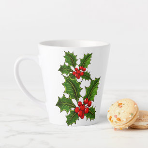 Mug pour latte de fêtes aux houx