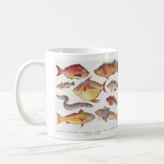 Mug Pour le pêcheur - Illustrations de poissons Vintag (Gauche)