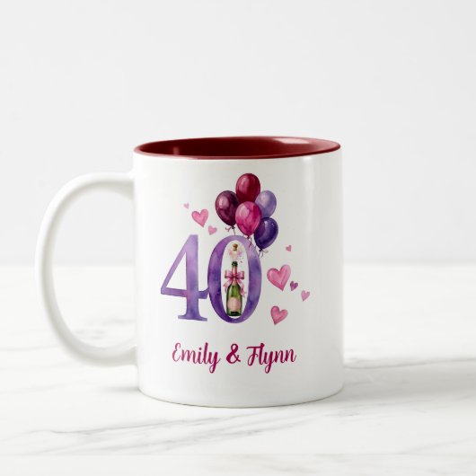 Mug pour les 40 ans de mariage Rubis (Gauche)