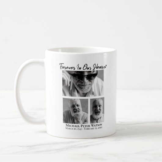 Mug Pour toujours dans nos coeurs papa grand-père Memo (Gauche)